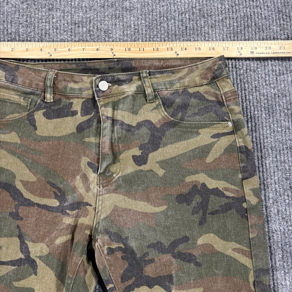 SHEIN Skinny Jeans Women Size 36 Green Camo Print High Rise Stretch - Picture 3 of 10